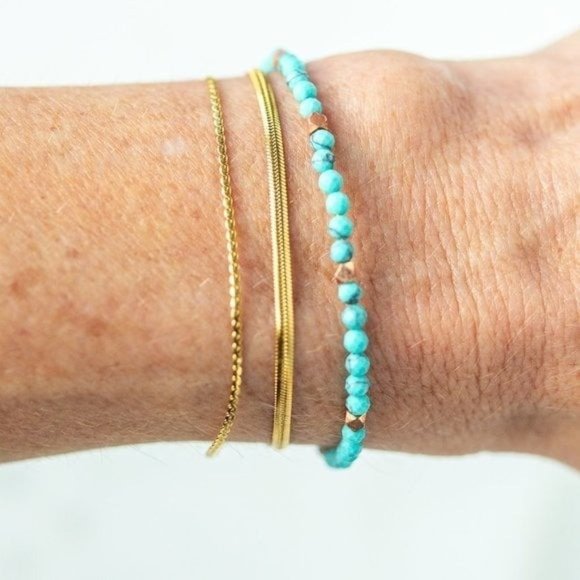 Bracelet Double Layer Herringbone Bracelet & Snake Chain Bracelet Waterproof - Picture 11 of 12